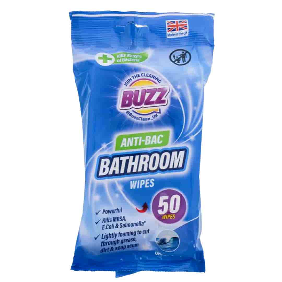 دستمال پاک کننده آنتی باکتریال سرویس بهداشتی و حمام بوز (BUZZ) 50 برگی