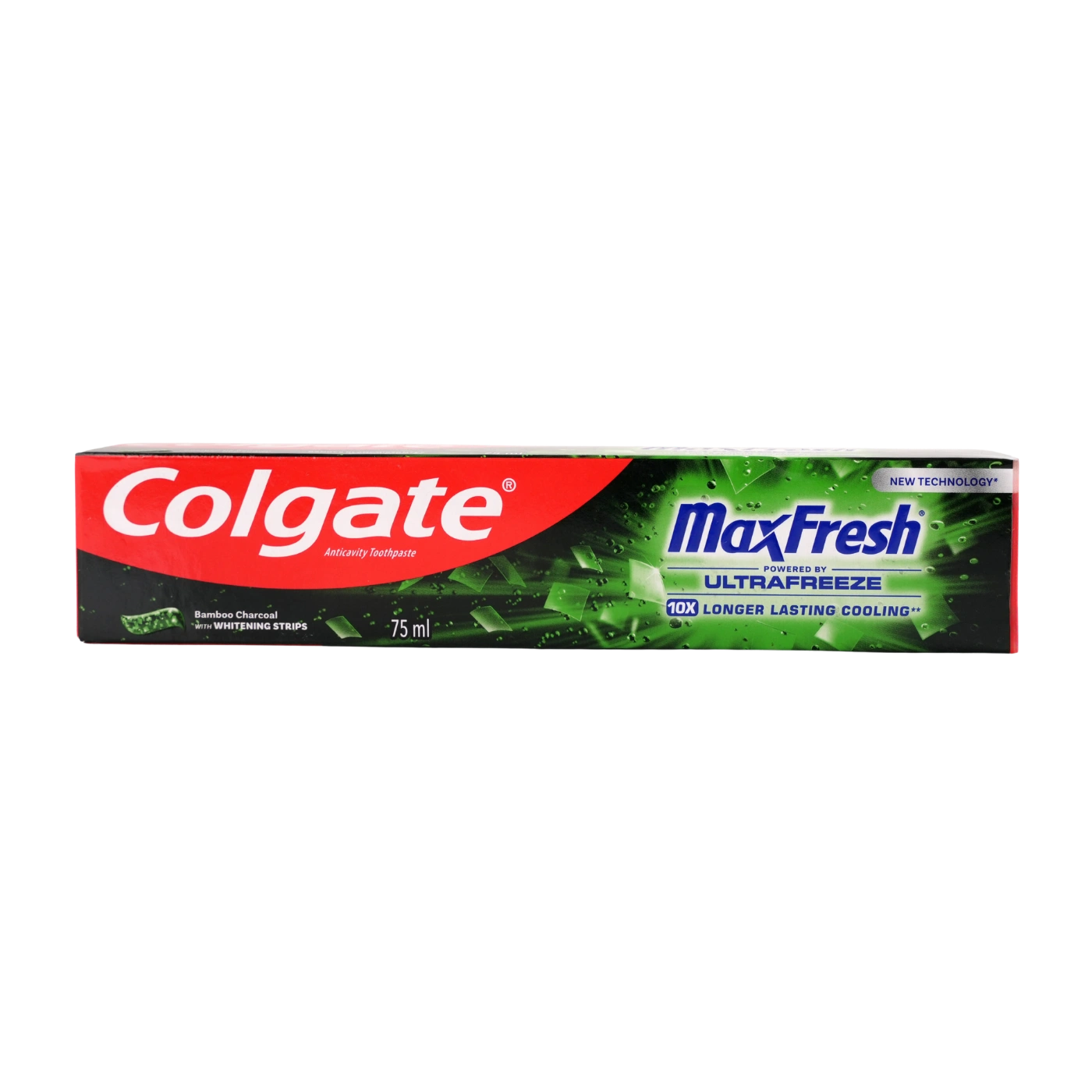 خمیر دندان کلگیت Max Fresh Ultra Freeze، ضدپوسیدگی با زغال بامبو به همراه نوارهای سفید کننده حجم 100 میل