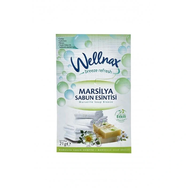 پودر خوشبو کننده ولناکس Wellnax کمد لباس و رخت خواب، رایحه صابون، 21 گرم