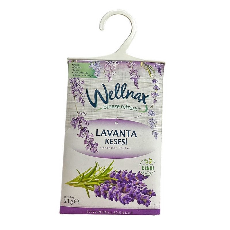 پودر خوشبو کننده ولناکس Wellnax کمد لباس و رخت خواب، رایحه لوندر، 21 گرم