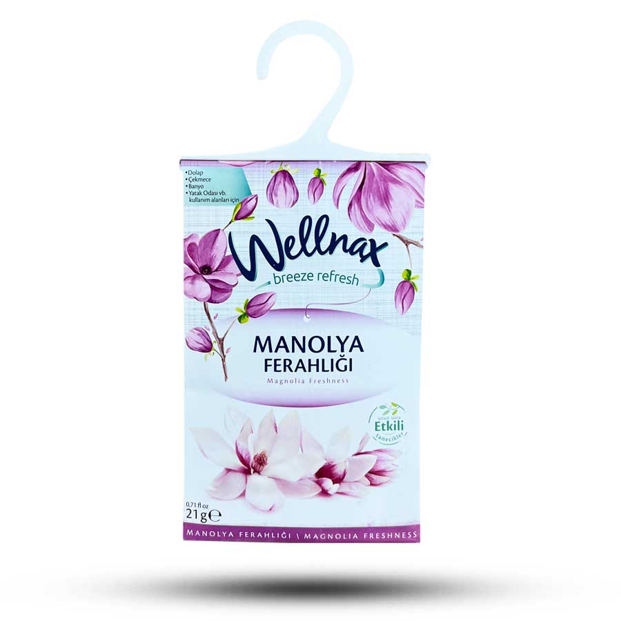 پودر خوشبو کننده ولناکس Wellnax کمد لباس و رخت خواب، رایحه مگنولیا، 21 گرم