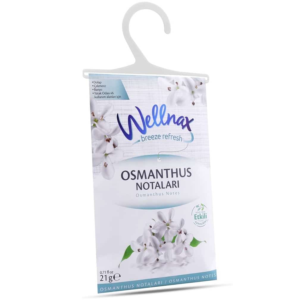 پودر خوشبو کننده ولناکس Wellnax کمد لباس و رخت خواب، رایحه اسمانتوس، 21 گرم